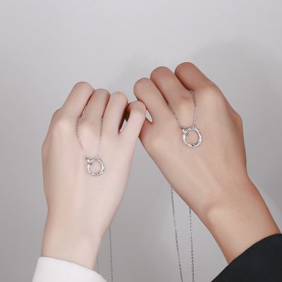 Dây Chuyền đôi Bạc Cành Hồng Tình Yêu Saylor LILI 131594 2