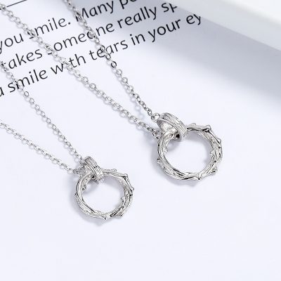 Dây Chuyền đôi Bạc Cành Hồng Tình Yêu Saylor LILI 131594 3