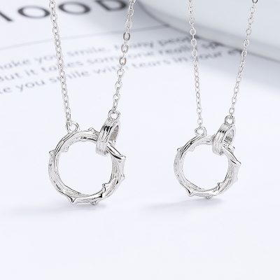 Dây Chuyền đôi Bạc Cành Hồng Tình Yêu Saylor LILI 131594 5