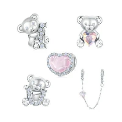Hạt Charm Bạc Nữ đính đá CZ I Love U LILI 130846 1