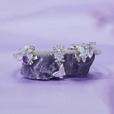 Hạt Charm Bạc Nữ đính đá CZ Hoa Hồ điệp Iris LILI 130805 2