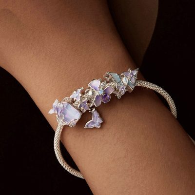 Hạt Charm Bạc Nữ đính đá CZ Hoa Hồ điệp Iris LILI 130805 3