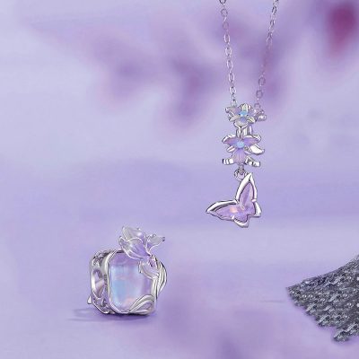 Hạt Charm Bạc Nữ đính đá CZ Hoa Hồ điệp Iris LILI 130805 4