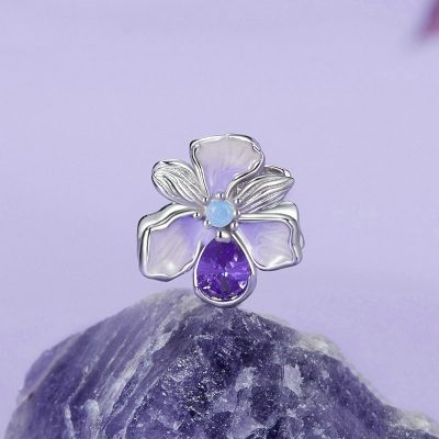 Hạt Charm Bạc Nữ đính đá CZ Hoa Hồ điệp Iris LILI 130805 5