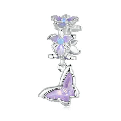 Hạt Charm Bạc Nữ đính đá CZ Hoa Hồ điệp Iris LILI 130805 9