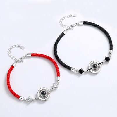 Lắc Tay Bạc Cặp đôi Tròn Cách điệu Khắc 100 Chữ I LOVE U LILI 130647 1