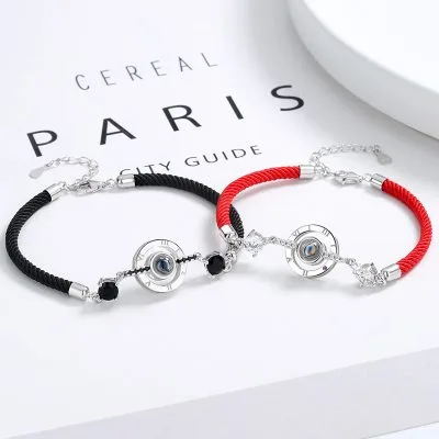 Lắc Tay Bạc Cặp đôi Tròn Cách điệu Khắc 100 Chữ I LOVE U LILI 130647 2