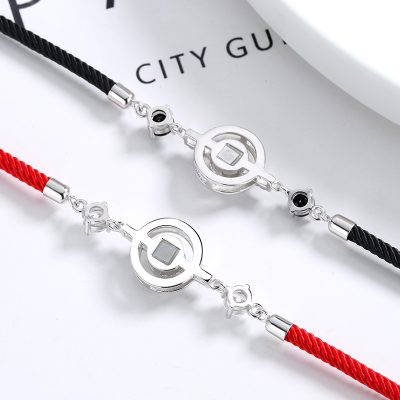 Lắc Tay Bạc Cặp đôi Tròn Cách điệu Khắc 100 Chữ I LOVE U LILI 130647 3