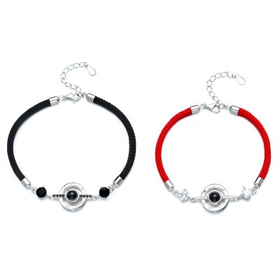 Lắc Tay Bạc Cặp đôi Tròn Cách điệu Khắc 100 Chữ I LOVE U LILI 130647 5
