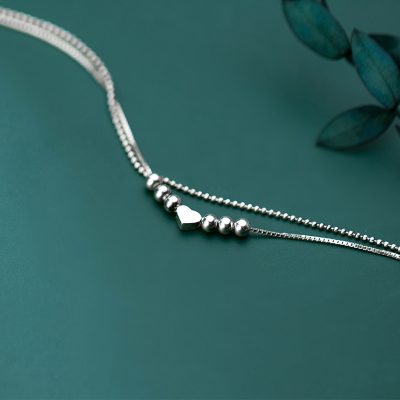 Lắc Tay Bạc Nữ 2 Tầng Mảnh Nhỏ Hình Trái Tim Madeline LILI 130530 2