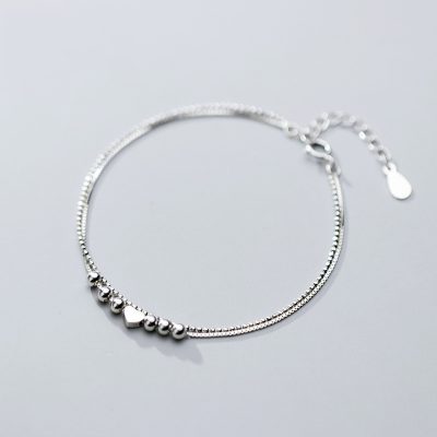 Lắc Tay Bạc Nữ 2 Tầng Mảnh Nhỏ Hình Trái Tim Madeline LILI 130530 3