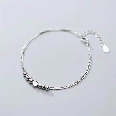Lắc Tay Bạc Nữ 2 Tầng Mảnh Nhỏ Hình Trái Tim Madeline LILI 130530 3