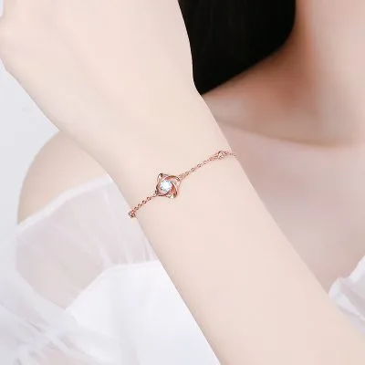 Lắc Tay Bạc Nữ đính đá CZ Cỏ 4 Lá Eden LILI 130339 1