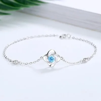 Lắc Tay Bạc Nữ đính đá CZ Cỏ 4 Lá Eden LILI 130339 5