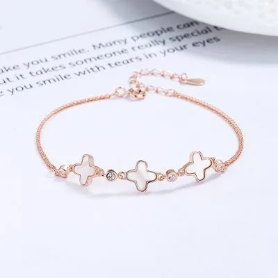 Lắc Tay Bạc Nữ đính đá CZ Cỏ 4 Lá Maeve LILI 130303 1
