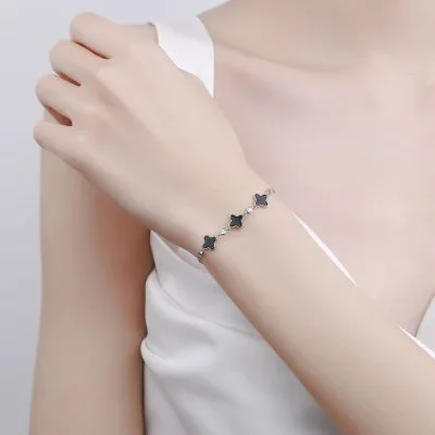 Lắc Tay Bạc Nữ đính đá CZ Cỏ 4 Lá Maeve LILI 130303 3