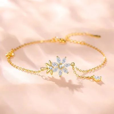 Lắc Tay Bạc Nữ đính đá CZ Hình Bông Hoa Hướng Dương Eloise LILI 130386 1
