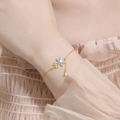Lắc Tay Bạc Nữ đính đá CZ Hình Bông Hoa Hướng Dương Eloise LILI 130386 2
