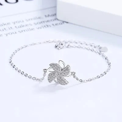 Lắc Tay Bạc Nữ đính đá CZ Hình Chong Chóng Athena LILI 130329 4