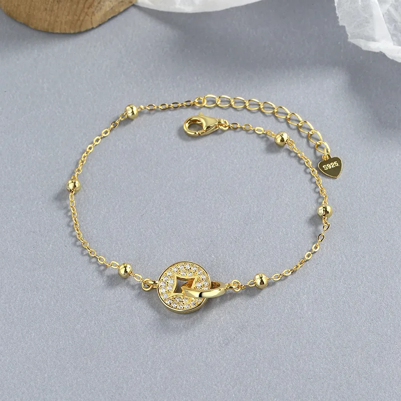 Lắc Tay Bạc Nữ đính đá CZ Hình Kim Tiền Kennedy LILI 130290 2