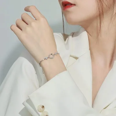 Lắc Tay Bạc Nữ đính đá CZ Tròn Cách điệu Audrey LILI 130317 6