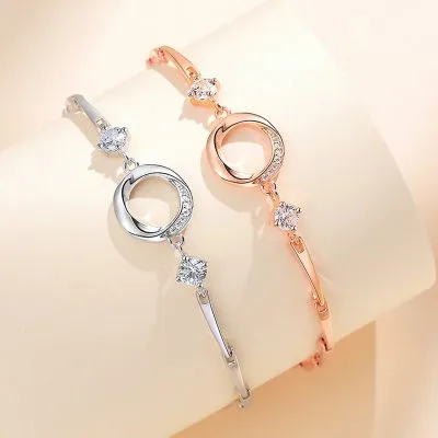 Lắc Tay Bạc Nữ đính đá CZ Tròn Cách điệu Audrey LILI 130317 7