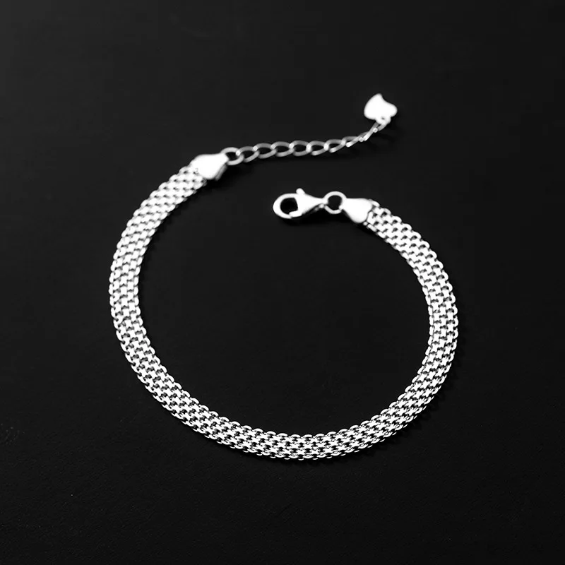 Lắc Tay Bạc Nữ Trơn Chuỗi Dẹt Gabriella LILI 130479 2