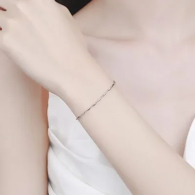 Lắc Tay Bạc Nữ Trơn Chuỗi Vuông Nhỏ Bestie LILI 130497 3
