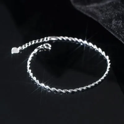 Lắc Tay Bạc Nữ Trơn Chuỗi Xoắn Jade LILI 130421 1