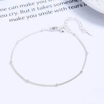 Lắc Tay Bạc Nữ Trơn Mảnh Nhỏ Hạt Tròn Sarah LILI 130510 2