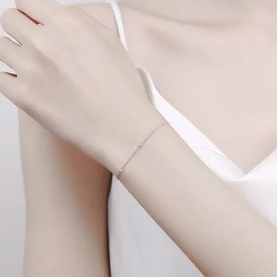 Lắc Tay Bạc Nữ Trơn Mảnh Nhỏ Hạt Tròn Sarah LILI 130510 3