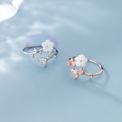 Nhẫn Bạc Nữ đính đá CZ Hình Bông Hoa Mai Esther LILI 130868 1