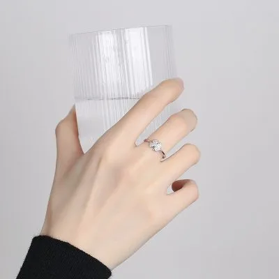 Nhẫn Bạc Nữ đính đá CZ Hình Cỏ 4 Lá Alina LILI 130953 2