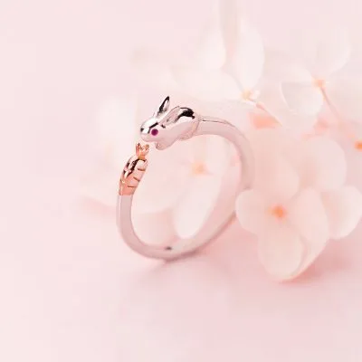 Nhẫn Bạc Nữ đính đá CZ Hình Thỏ Con Xinh Xắn Valerie LILI 130904 3