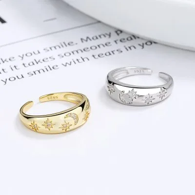 Nhẫn Bạc Nữ đính đá CZ Trăng Và Sao Kehlani LILI 131016 1