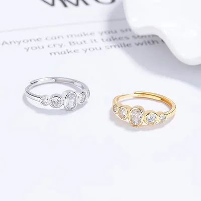Nhẫn Bạc Nữ đính đá CZ Tròn Cách điệu Oaklynn LILI 131026 1