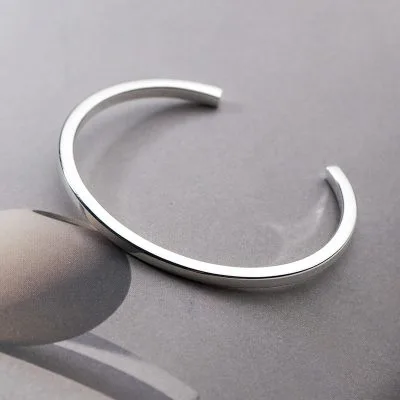 Vòng Tay Bạc đặc Nữ Trơn Dạng Cuff Liliana LILI 130472 1