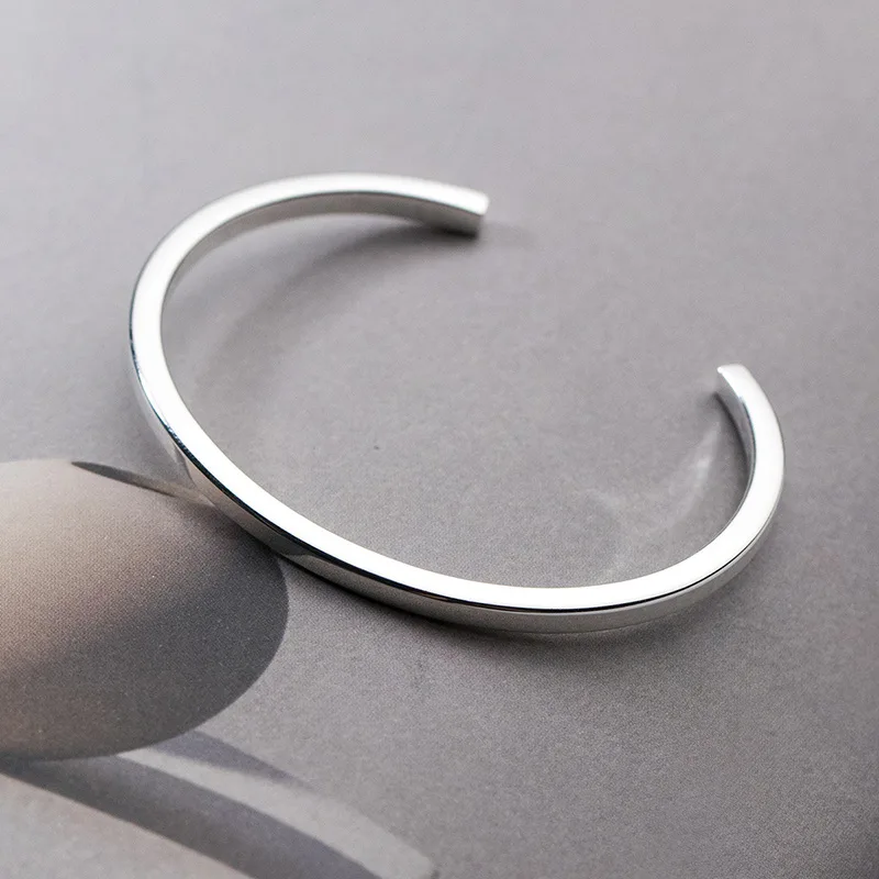 Vòng Tay Bạc đặc Nữ Trơn Dạng Cuff Liliana LILI 130472 1
