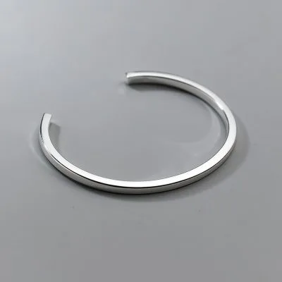Vòng Tay Bạc đặc Nữ Trơn Dạng Cuff Liliana LILI 130472 3