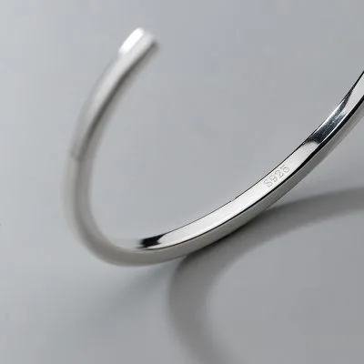 Vòng Tay Bạc đặc Nữ Trơn Dạng Cuff Liliana LILI 130472 4
