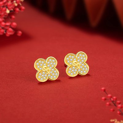 Bông Tai Bạc Nữ đính đá CZ Cỏ 4 Lá Sawyer LILI 160233 1