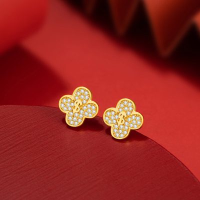 Bông Tai Bạc Nữ đính đá CZ Cỏ 4 Lá Sawyer LILI 160233 3