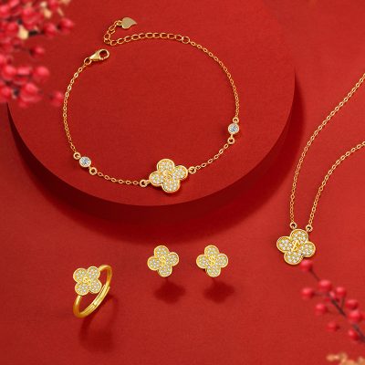 Bông Tai Bạc Nữ đính đá CZ Cỏ 4 Lá Sawyer LILI 160233 5