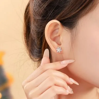 Bông Tai Bạc Nữ đính đá CZ Hình Bông Tuyết Harlow LILI 159991 5