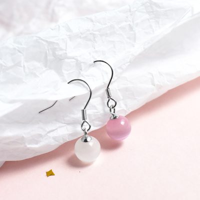 Bông Tai Bạc Nữ đính đá Mắt Mèo Tự Nhiên Tròn Rosie LILI 160646 1