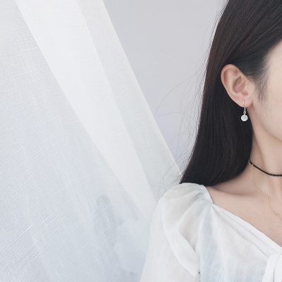 Bông Tai Bạc Nữ đính đá Mắt Mèo Tự Nhiên Tròn Rosie LILI 160646 2