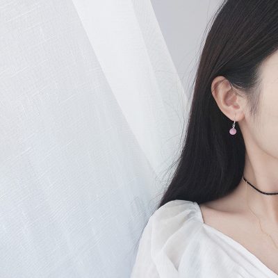Bông Tai Bạc Nữ đính đá Mắt Mèo Tự Nhiên Tròn Rosie LILI 160646 6