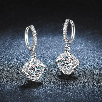 Bông Tai Bạc Nữ đính Kim Cương Moissanite Nicole LILI 160534 2