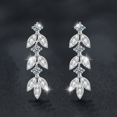 Bông Tai Bạc Nữ đính Kim Cương Moissanite Cành Và Lá Alyssa LILI 160558 1