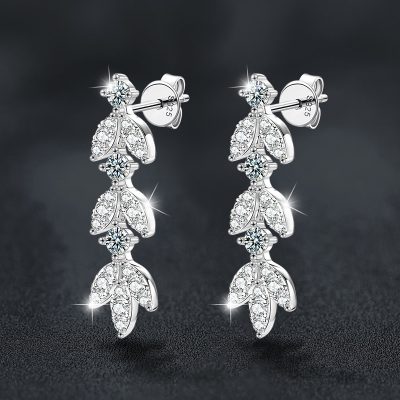 Bông Tai Bạc Nữ đính Kim Cương Moissanite Cành Và Lá Alyssa LILI 160558 3